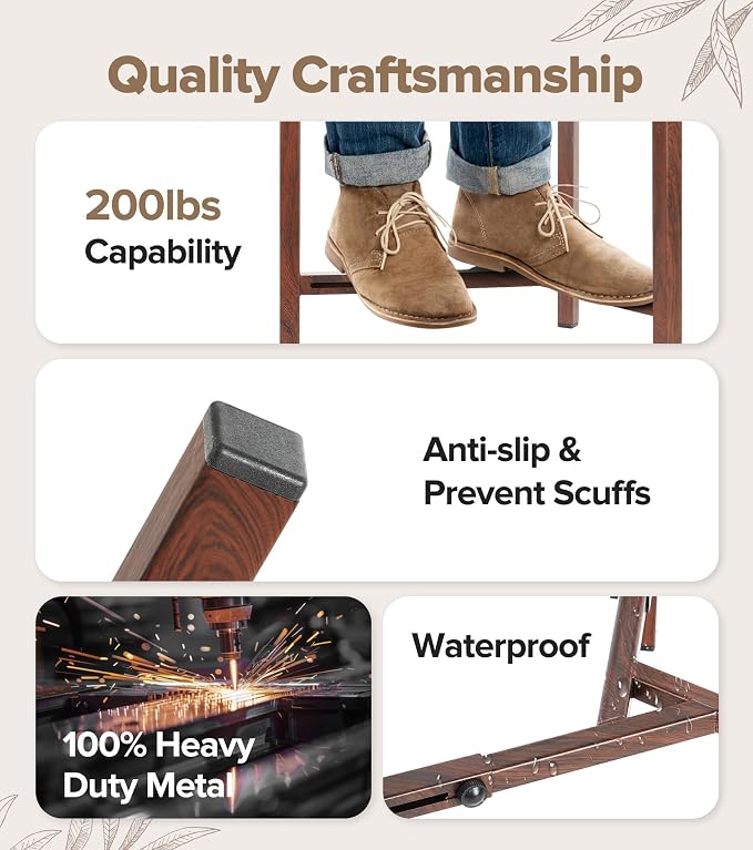 Plant Stand Indoor Adjustable, Metal Modern Indoor Plant Stand, Heavy Duty Plant Stands Outdoor Corner, Stable Plant Holder, Fits 8 to 12 Inches Pots, Black, 1 Pack, Walnut Wood-Grain