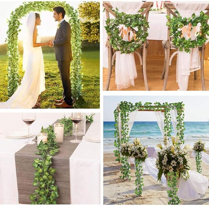 84 Feet Artificial Ivy Leaf Plants Fake Vine Hanging Garland Greenery Foliage for Home Kitchen Garden Office Wedding Wall Decor (Ivy/12 Strands)