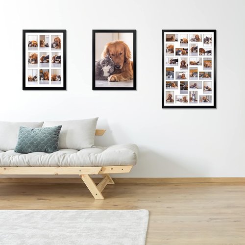 HORLIMER 4x6 Picture Frame Set - 9 Openings Multi Photo Collage in Black for Versatile Wall Display