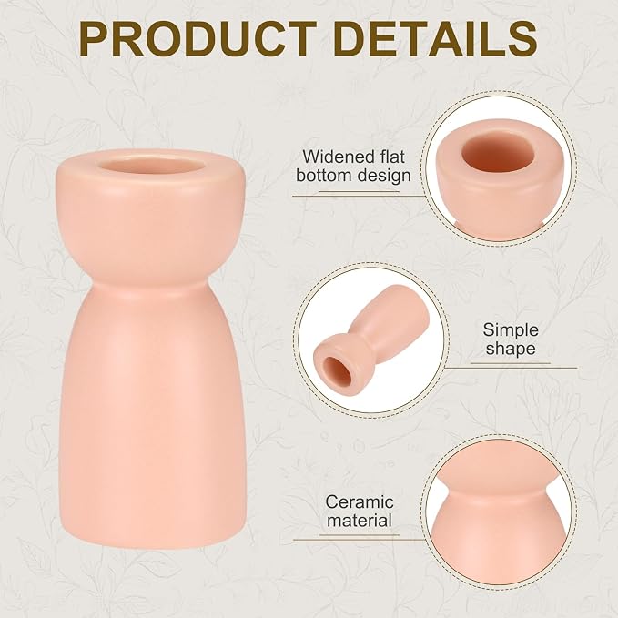 uxcell 2 Pack Candlestick Holder Light Pink Ceramic Taper Candle Holder Candle Stand Holders Modern Style Decoration for Centerpiece Tabletops Anniversary