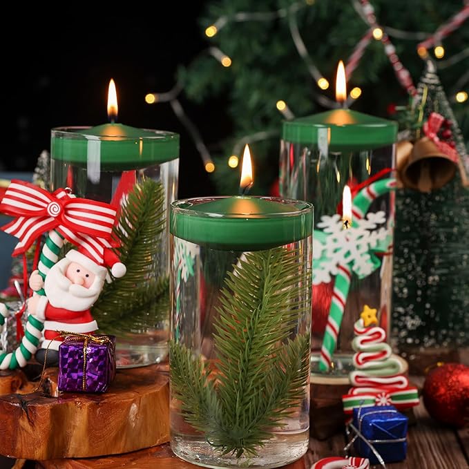 3 inch Floating Candles 36 Packs Green Floating Candle for Centerpieces 8-9 Hours Floating Candles 3” Water Candles for Cylinder Vases, Pool, Wedding, Christmas