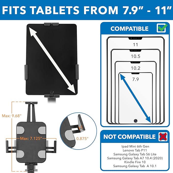 Mount-It! Anti-Theft Tablet Kiosk Countertop Stand | Universal Fit Retail Tablet Stand Compatible with 7.9" to 11" iPad and Samsung Tablets | Retail Kiosk, Black
