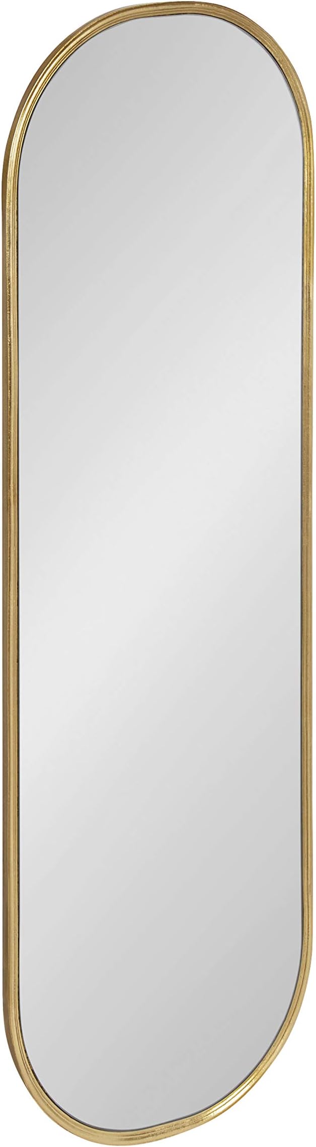 Kate and Laurel Caskill Mid-Century Oval Mirror, 16" x 48", Gold, Capsule-Shaped Accent Mirror for Entryway, Living Room, or Bathroom