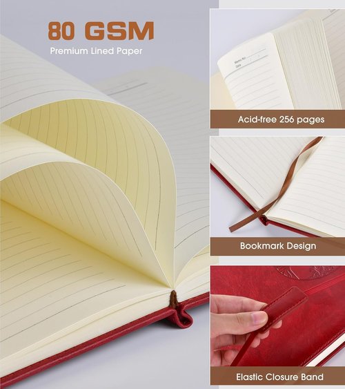 Biuwory Leather Hardcover Journal - 256 Pages A4 Notebook for Writing & Note Taking | Ideal for Travel & Business
