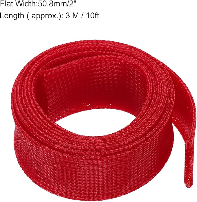 uxcell Expandable Sleeving, 2-inch 10ft Cable Sleeve, Red
