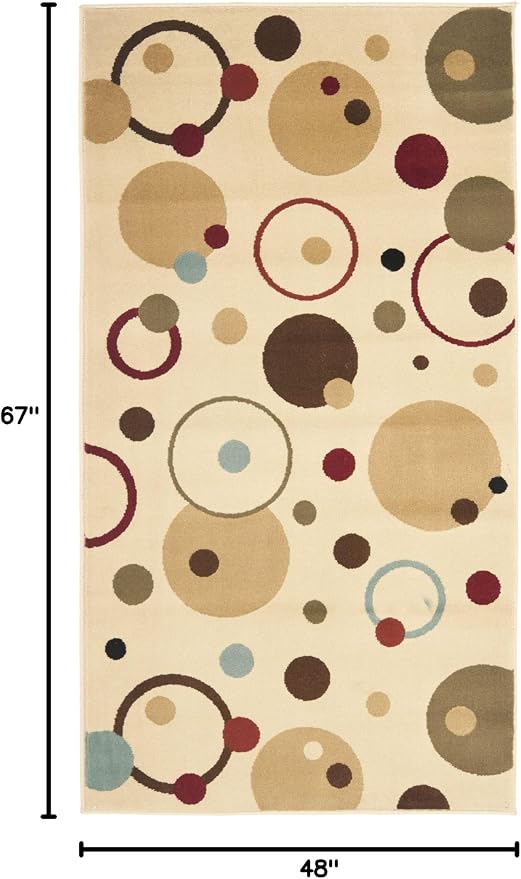 SAFAVIEH Porcello Collection Accent Rug - 4' x 5'7", Ivory & Multi, Abstract Design, Non-Shedding & Easy Care, Ideal for High Traffic Areas in Entryway, Living Room, Bedroom (PRL6851-1291)