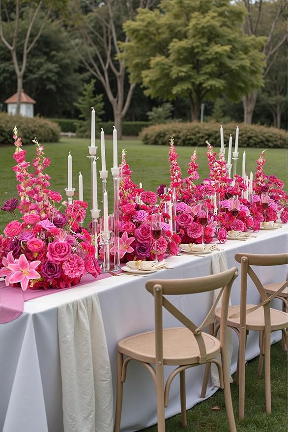 2pcs 19inch Hot Pink Free Standing Flowers Ball Bouquet Artificial Rose Arrangements Balls for Wedding Centerpieces Tables Chair Aisle Runner Flowers Decoration