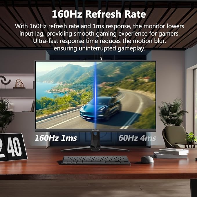 4K Monitor, Z-Edge 27 inch IPS Monitor, UHD 3840x2160 IPS Computer Monitor, 450 cd/m², 160Hz Refresh Rate, 1ms Response Time, G274K Ultra-Thin Bezel