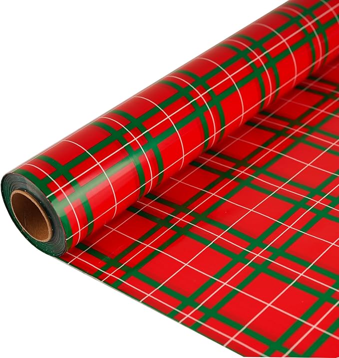 CMFYHM Christmas Cellophane Wrap Roll (34" x 100’Ft) 3 Mil Thicken Long Film Gift Wrappings for Baskets, Box,Wine, Christmas Decor(Red,Green,White)