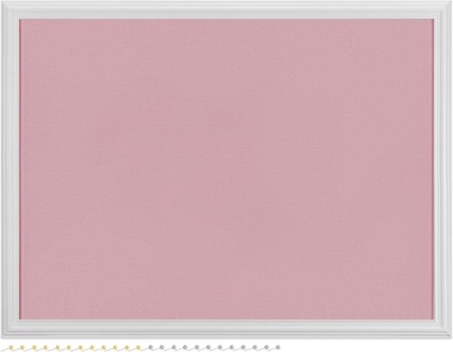Navaris Framed Fabric Bulletin Board | 18 x 24 Inch Plush Jewelry Organizer - Rose & White Frame
