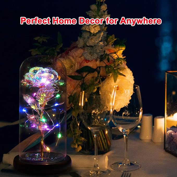 Eternal Rose Glass Flower Birthday Gifts - Women Gifts for Her Anniversary Valentines Mothers Day Christmas Thanksgiving - Light Up Gold Rose Flower Gifts for Mom Wife Grandma Girlfriend Lady Girl