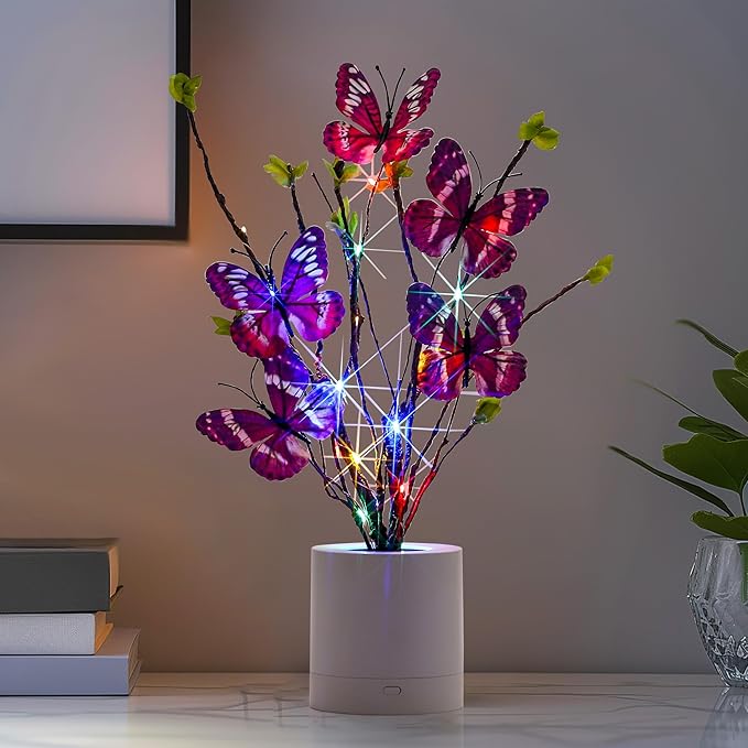 WSYEAR Christmas Birthday Gifts for Women,Butterfly Led Lamp Colorful Vintage Look Butterfly Decor for Women,Mom,Wife,Grandma,Girlfriend,Teenage Girls