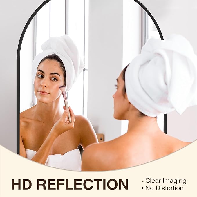 FICTOR Bathroom Mirror for Wall, Arched Vanity Bathroom Mirror for Over Sink, Metal Framed with HD Shatter-Proof Glass for Entryway, Living Room,Bedroom(2 Pack 24” x 36”, Black)