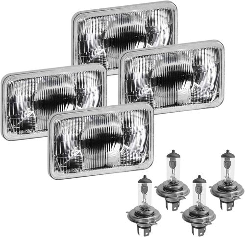 Parts N Go 4x6 Rectangular Headlights - Halogen H4 Bulb Set for Enhanced Visibility | H4656, H4651