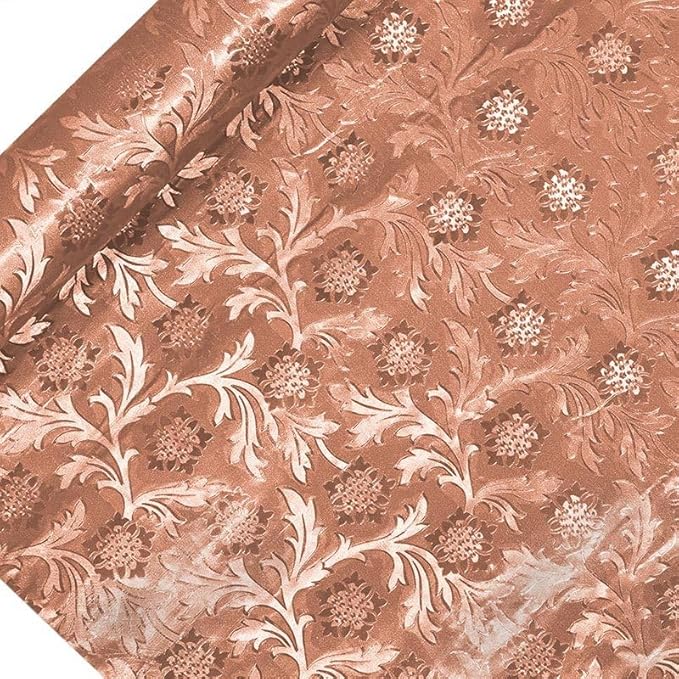 Paper Mart Rose Gold Floral Foil, 20 Inches by 10 Yards, Poly Lined, Embossed Flower Wrapping Paper for Bouquets, Plants, and Decor