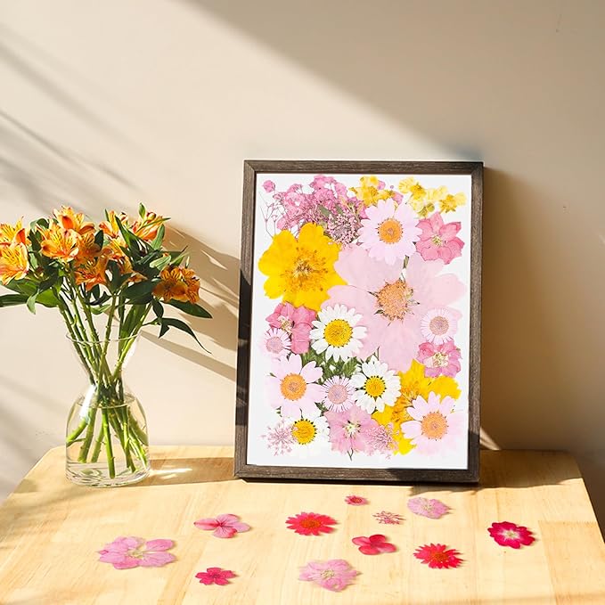 30Pcs Dried Pressed Flowers Bulk Dried Flowers for Crafts, Dry Flowers for Resin Molds DIY Scrapbooking Candle Jewellery Making (Pink)