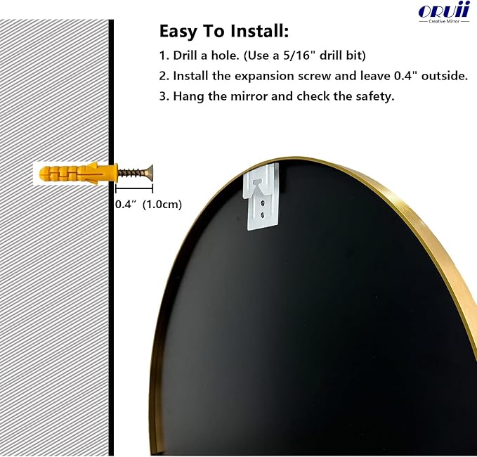 Oruii Gold Round Mirror 30 inch, Large Golden Circle Mirror Metal Frame, Large Brass Circular Mirrors for Living Room, Dining Room, Entryway, Hallway, Foyer, Bathroom, Wall