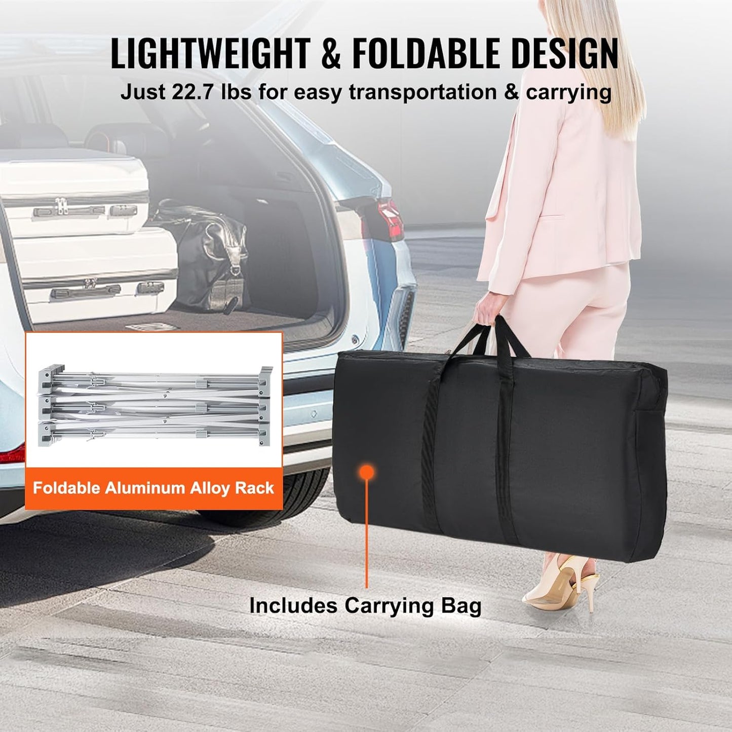 VEVOR Portable Tradeshow Podium Table - Foldable Exhibition Counter Stand | 51.18" x 18.31" x 37.4" with Storage Rack & Carrying Bag