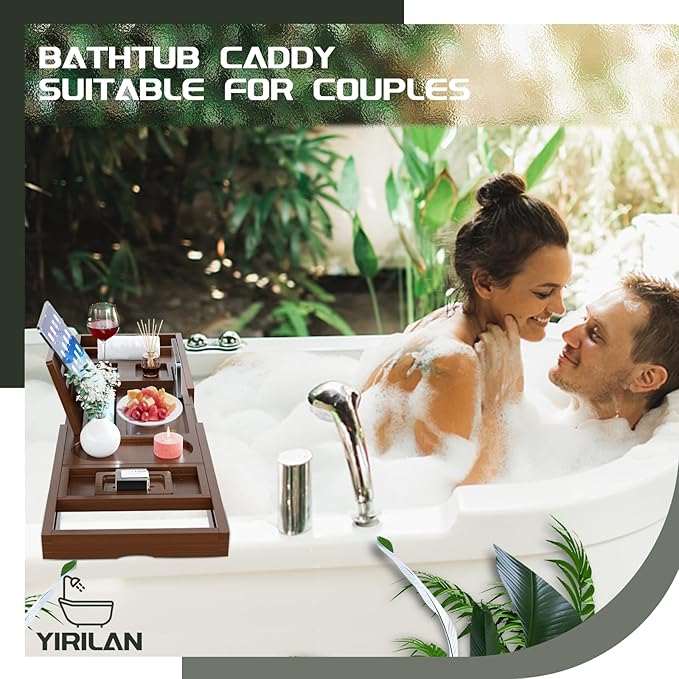 Bathtub Trays for Tub,Bath Tray, Foldable Bathtub Caddy,Brown