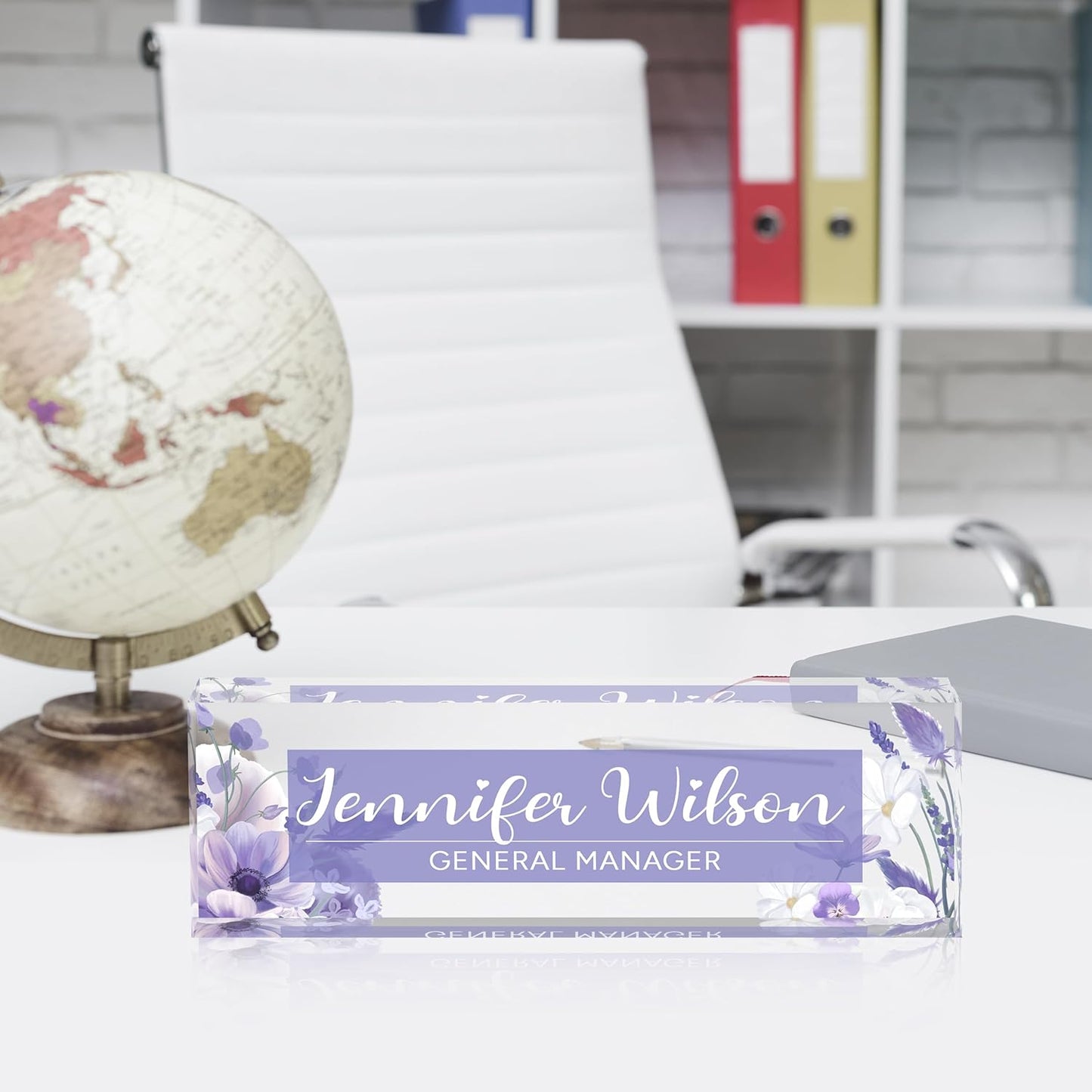 Skiennix Personalized Name Plate for Desk - Stylish Acrylic Office Decor | Perfect Employee Appreciation Gift
