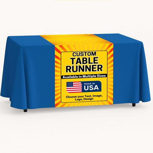 DreamController Custom Table Runner - Personalized Photo, Text, or Logo for Events | Made in USA | Fast Delivery | Sizes 12x72, 24x72, 36x72 Inches