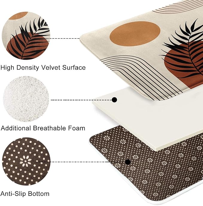 Britimes Boho Mid Century Bath Mat for Bathroom No Slip Geometric Abstract Washable Cover Floor Rug Carpets Floor Mat Bathroom Decorations 16x24 for Kitchen Bedroom