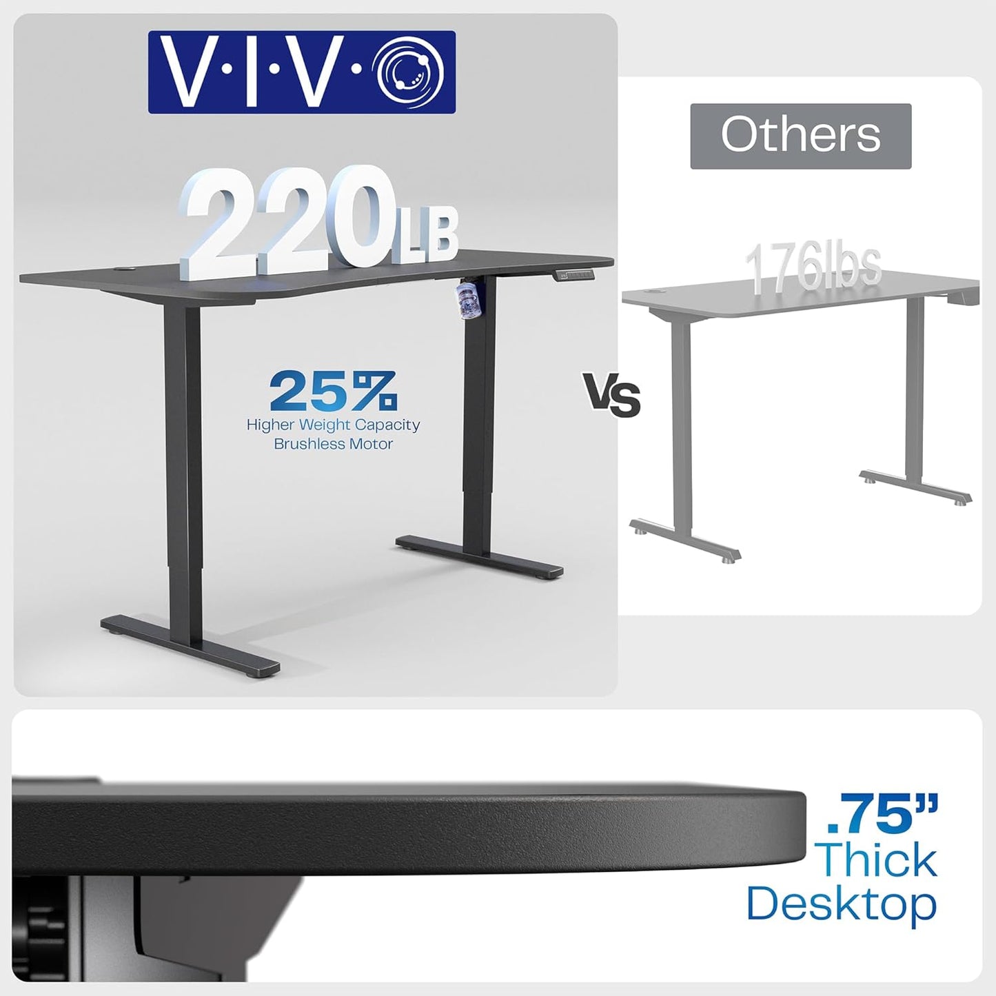 VIVO Electric Standing Desk - Memory Height Adjustment, 63 x 32 in, Light Wood Top & Black Frame