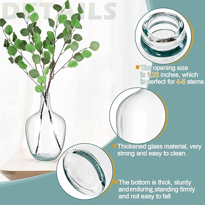 Clear Glass Vase Tall Farmhouse Vase for Branches Glass Vases for Centerpieces in Home Decoration (S)