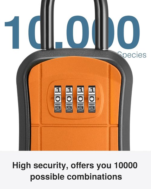 Puroma Key Lock Box - Portable Wall-Mounted Combination Safe for House Keys | Resettable Code, Orange