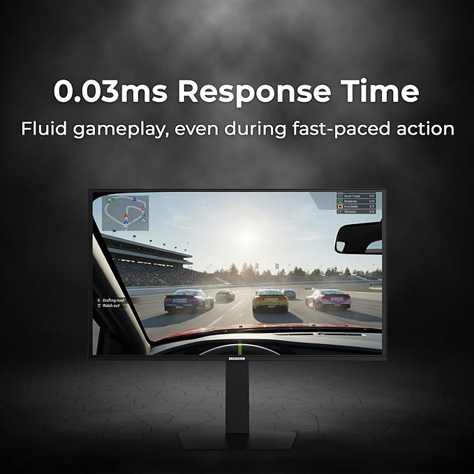 Deco Gear 27 QHD OLED Gaming Monitor | 280Hz 0.03ms Response, HDR400, Adaptive Sync, 99% sRGB, 1.5M:1 Contrast, Borderless Design, Height Adjustable Stand, HDMI 2.1, DisplayPort 1.4