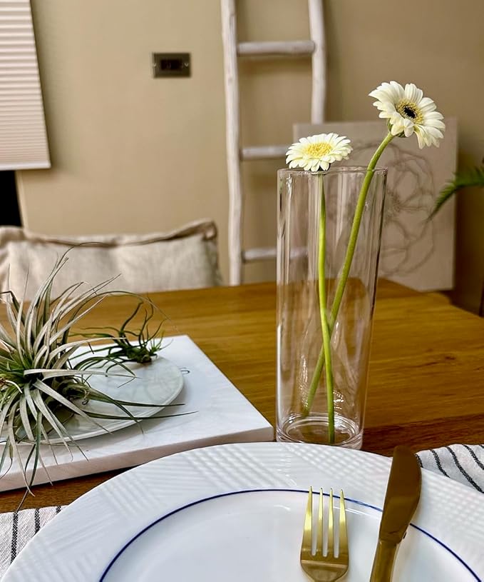 KLIFA- Carlsbad- Set of 3 pcs, 7, 9 & 10 Inch Tall, Plastic Cylinder Vases for Centerpieces, Acrylic Flower Vase for Wedding Centerpieces, Home Decorations, Clear