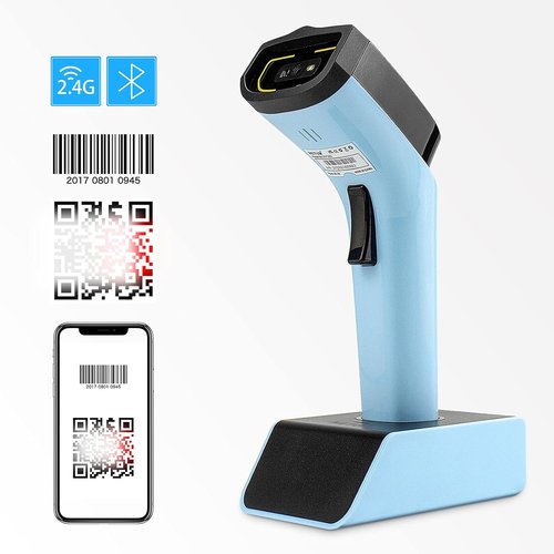 NETUM Bluetooth Wireless 2D Barcode Scanner - Automatic Hands-Free Reader with Charging Cradle & 50m Range - DS7500