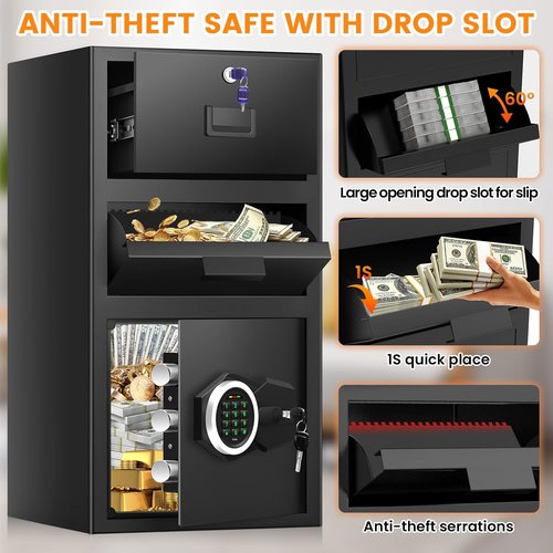 Regine Switzerland 5.6 Cu Ft Large Drop Safe Box - Heavy-Duty Anti-Theft Money Safe with Digital Keypad & Quick Drop Slot