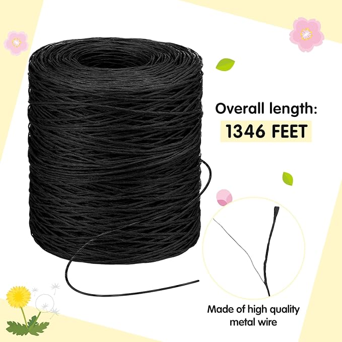 Syhood 1345 Feet Floral Vine Bind Wire Rustic Wrapping Wire for Flower Bouquets(Black)