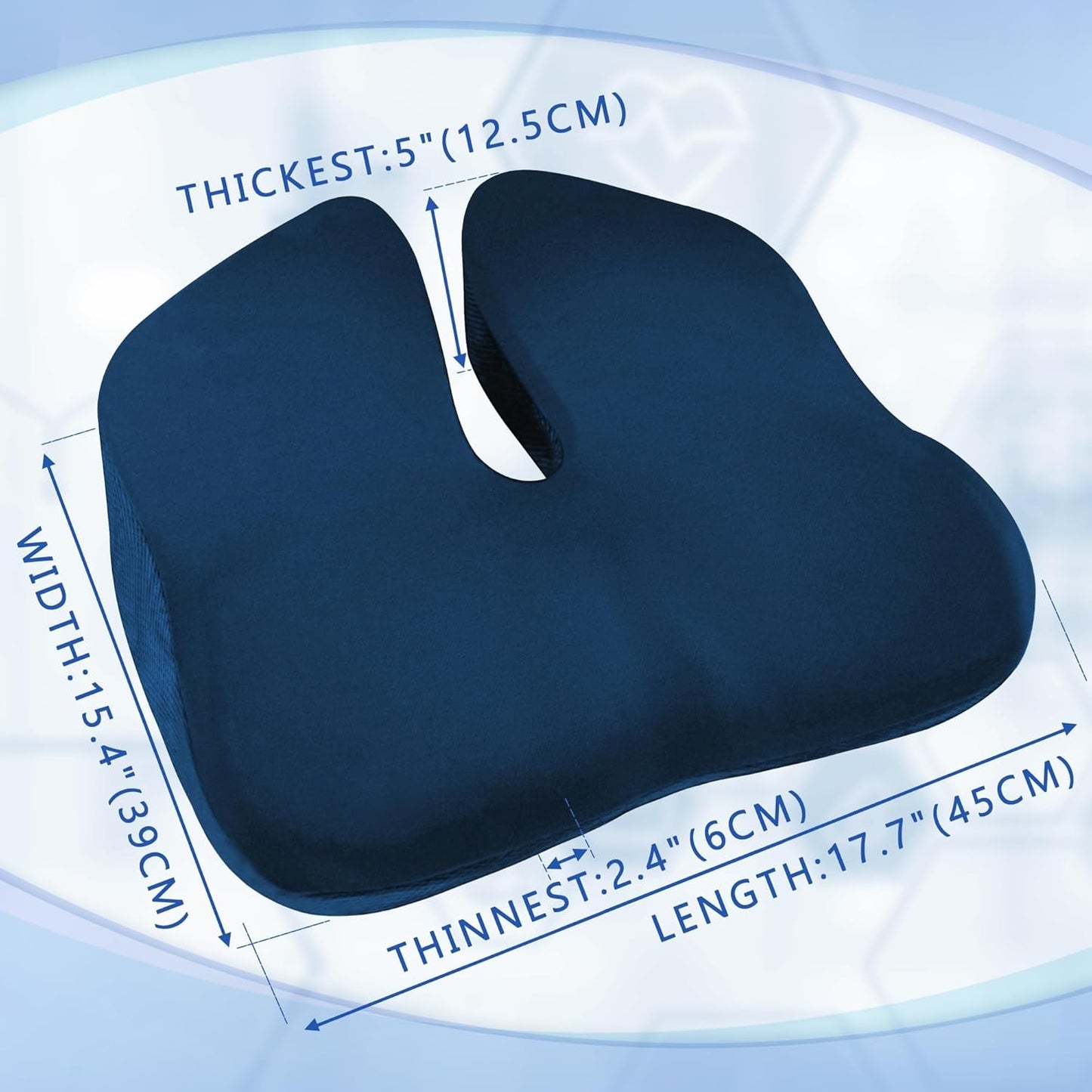 Spring Season Wheelchair Seat Cushion - Ergonomic Memory Foam for Pressure Relief | Cool Fabric, Non-Slip Bottom