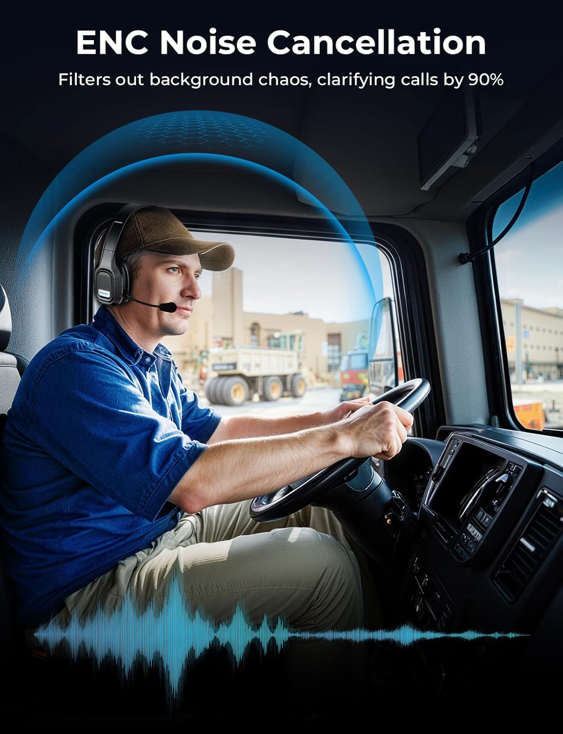 Skiennix Bluetooth Headset - 60 Hours Noise-Canceling Wireless Headphones with Mic & Mute | Ideal for Truck Drivers & Office Use