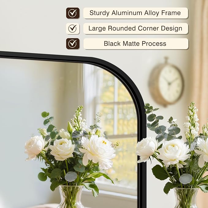 FICTOR Bathroom Vanity Mirror for Wall, 2 Pack 26" x 38" Rectangle Bathroom Mirror for Over Sink, Metal Framed, Hangs Horizontally or Vertically(Black)