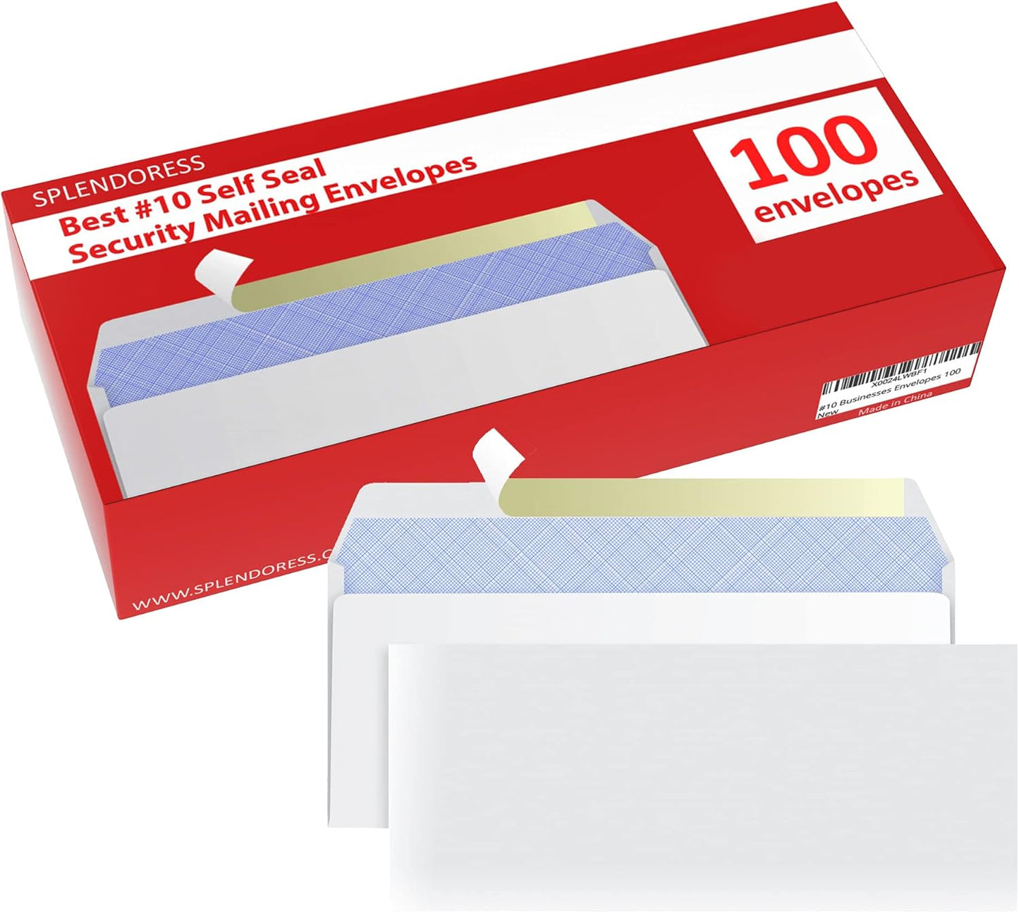 #10 Envelopes by [Brand Name] - Self-Seal Business Mailing Security | 100 Tinted White Windowless | 4-1/8 x 9-1/2 Inches