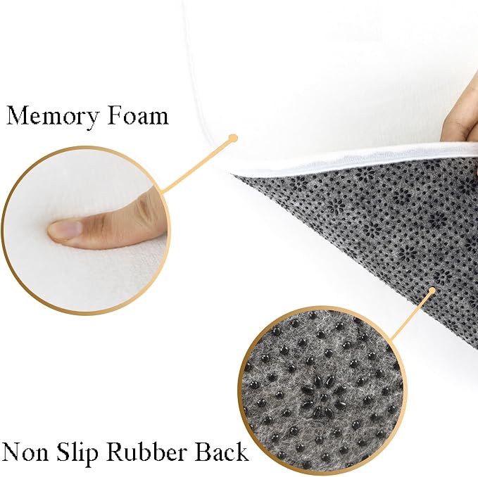LB Navy Blue Marble Bath Mat for Bathroom Abstract Geometric Non Slip Floor Rug Gold Honeycomb Hexagon Doormat Super Absorbent Memory Foam Living Room Bedroom Door Front Area Rugs,31.5x19.6 Inch