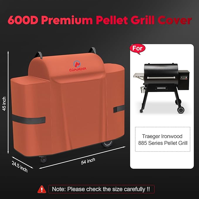 Comnova Grill Cover for Traeger Ironwood 885 - Heavy Duty, Waterproof, Premium Pellet BBQ Cover Accessory
