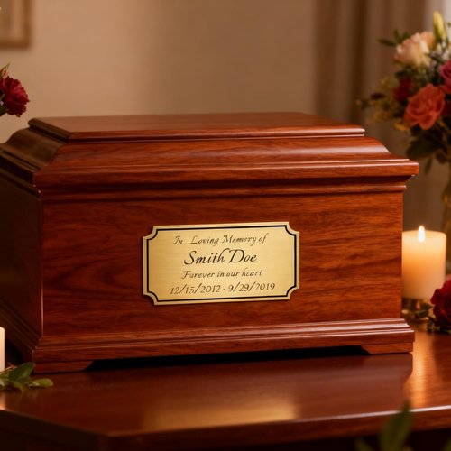 Regine Switzerland Custom Engraved Memorial Plaque - Elegant 2" H x 4" W Brushed Stainless Steel or Brass with Adhesive Backing or Screws | Notched Corner (Silver, Gold)