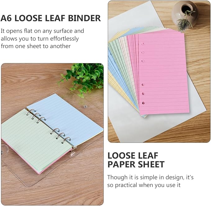 Sosoport 2pcs Loose Leaf Paper Refill Ring Notepad Lined Stationery for Students Smooth Writing Pages for School and Office Use