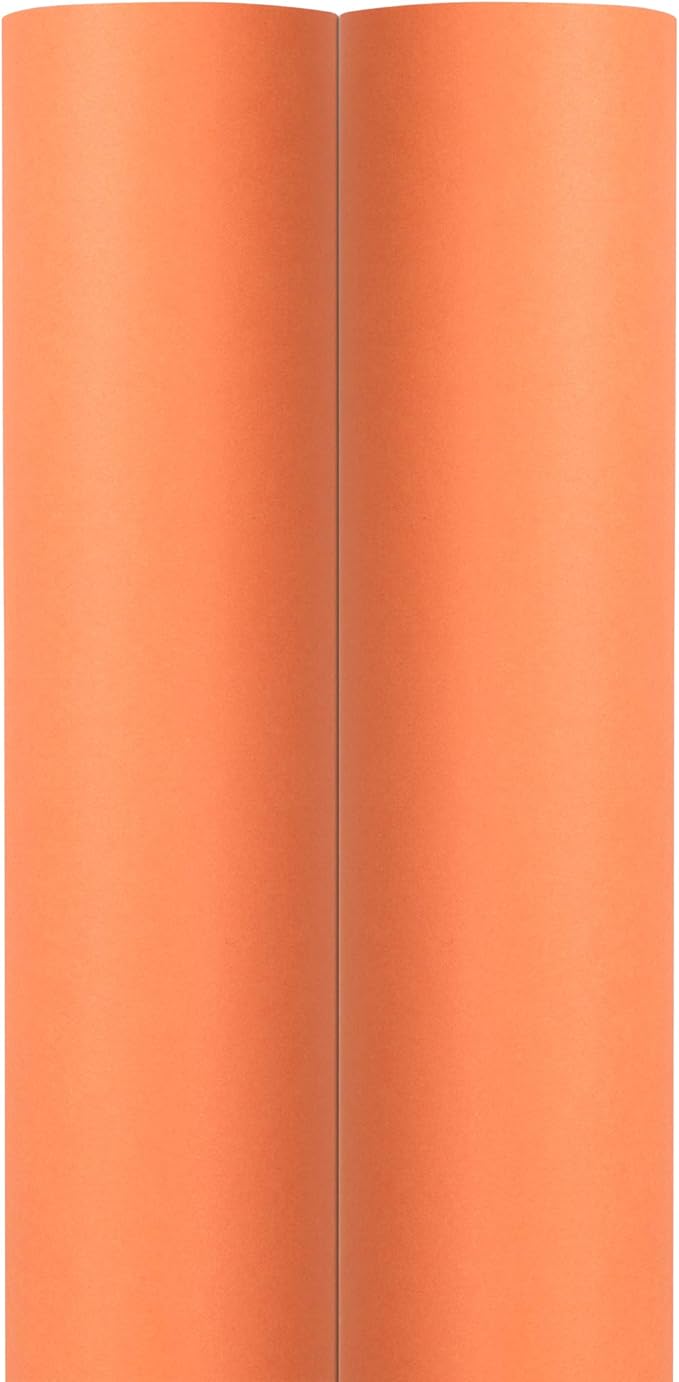 JAM Paper Gift Wrap - Matte Wrapping Paper - 50 Sq Ft Total (30 in x 10 Ft Each) - Matte Orange - 2 Rolls/Pack