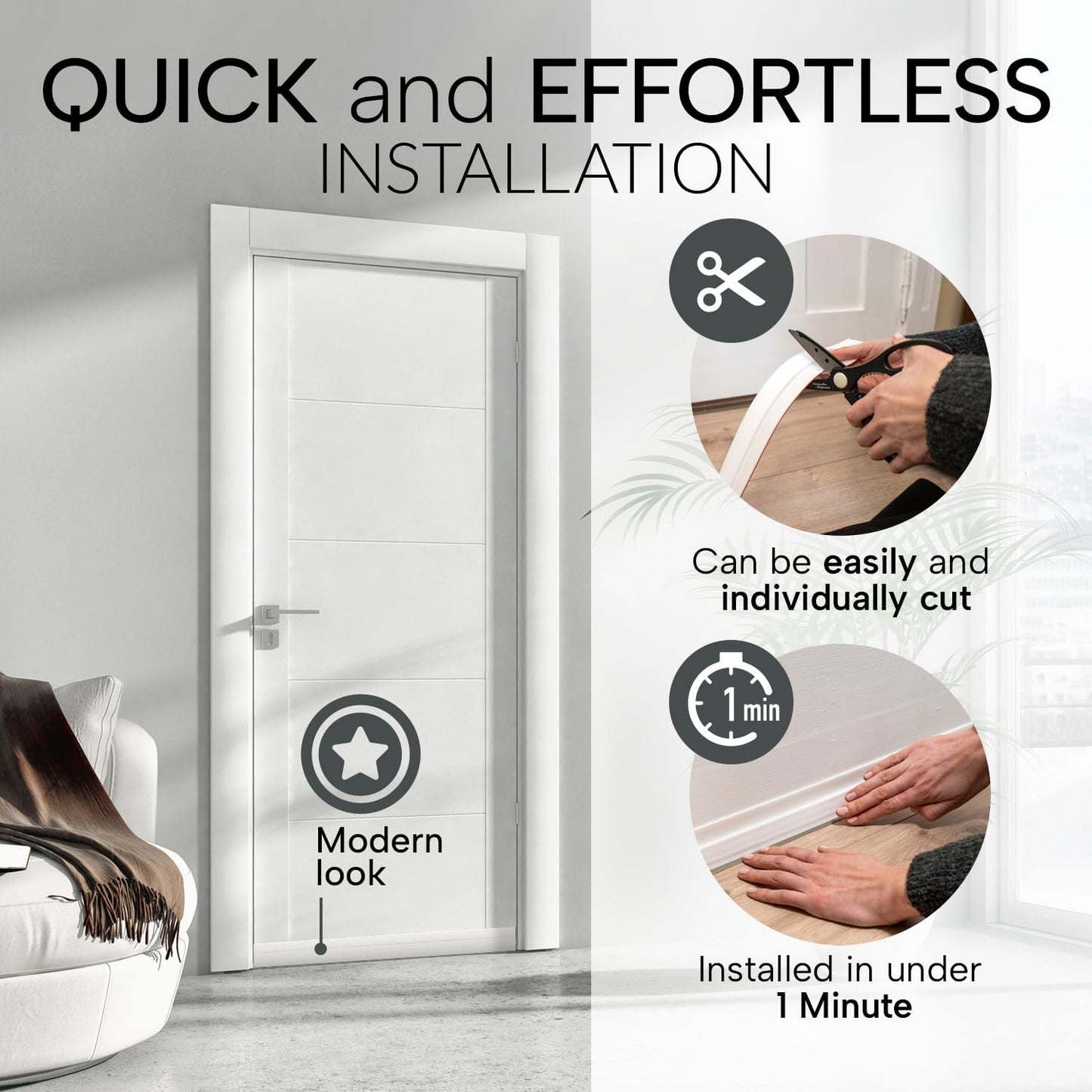 Vellure® Door Draft Stopper - Premium Weather Stripping Seal for Energy Savings | Easy Installation
