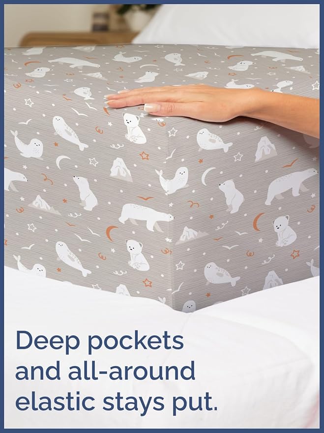 Kids Polar Bears Queen 4 Piece Sheet Set - Boys, Girls, Teens, Toddler - Easy Fit, Deep Pockets - Breathable, Hotel Quality Sheets - Machine Washable & Wrinkle Free - Cute, Cozy & Soft - CGK Linens