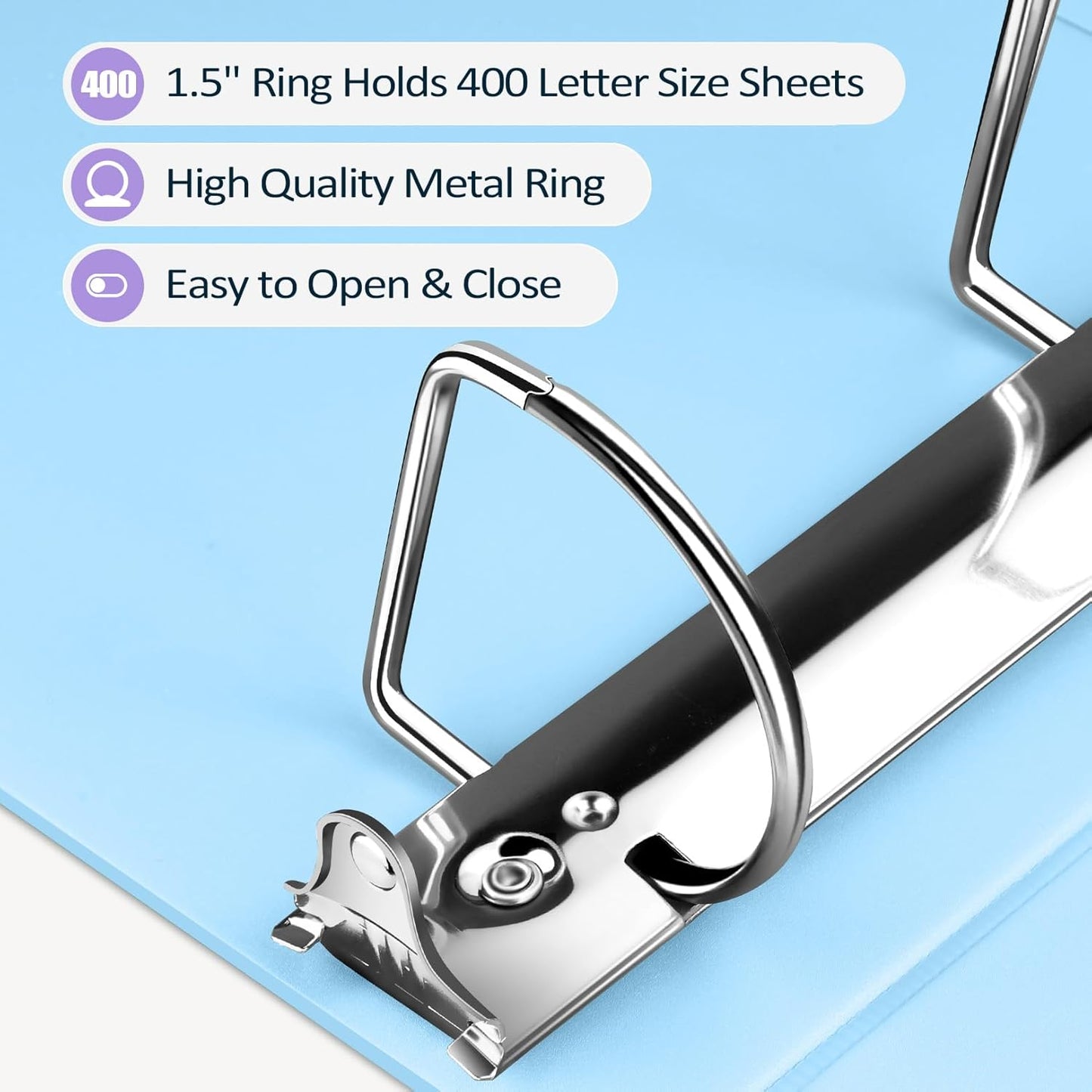 Sooez BinderX Extra Durable 1.5-Inch 3-Ring Binder - Holds 400 Sheets | Customizable View Cover, Light Green