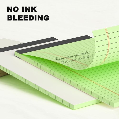 AILZFEI 6-Pack Small Note Pads - 5x8 College Ruled Green Legal Pads for Study & Writing
