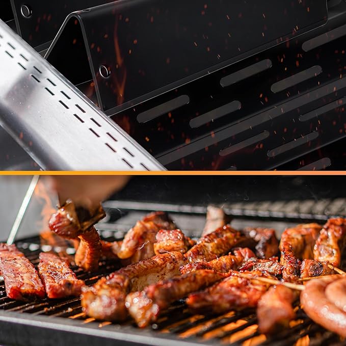 RuiTEERS Grill Flavorizer Bars for Weber Genesis II E-410, S-410, LX E-440, S-440, Weber Genesis 2 66041, 66033, 66796, Heat Deflectors BBQ Grill Heat Plate, 17" Porcelain Steel Grill Flavor Bars