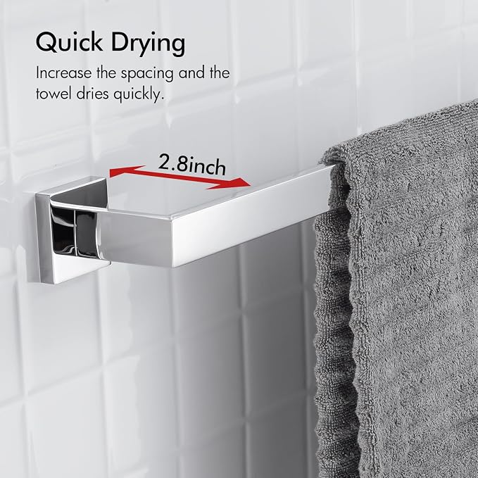 BANOLUX Towel Rack, 12-Inch Single Towel Bars for Bathroom, Towel Racks for Bathroom Wall Mounted SUS304 Stainless Steel Hand Towel Holder Heavy Duty, Chrome Towel Bar 2 Pack, A7-TB-PC-12IN-2PACK