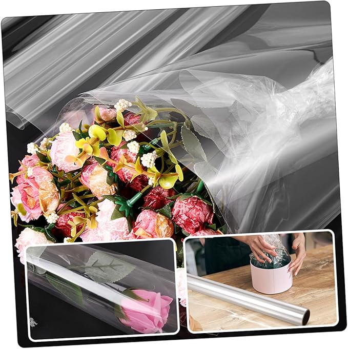 Holibanna Cellophane Wrap Film DIY Floral Wrapping Material for Flower Bouquets Transparent Opp Packaging for Crafts and Seasonal Decorations